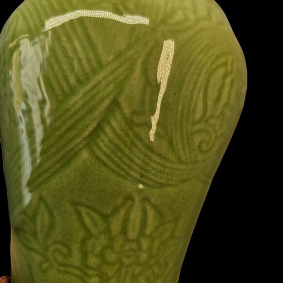70s Max Factor Covered Ceramic Container Jar for Khara Fantasy Milk Bath Green - Picture 3 of 7